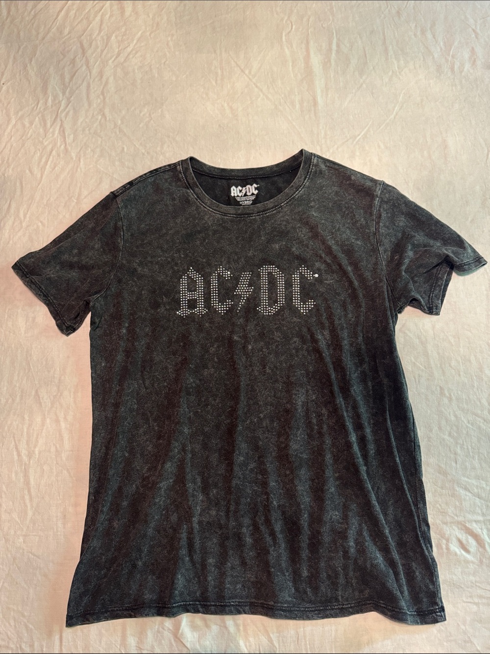 Hybrid Apparel AC/DC Women’s Black Short Sleeve Studded Logo Tee
